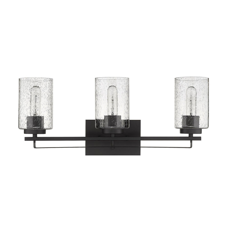 Metal And Textured Glass Three Light Wall Sconce - Bronze