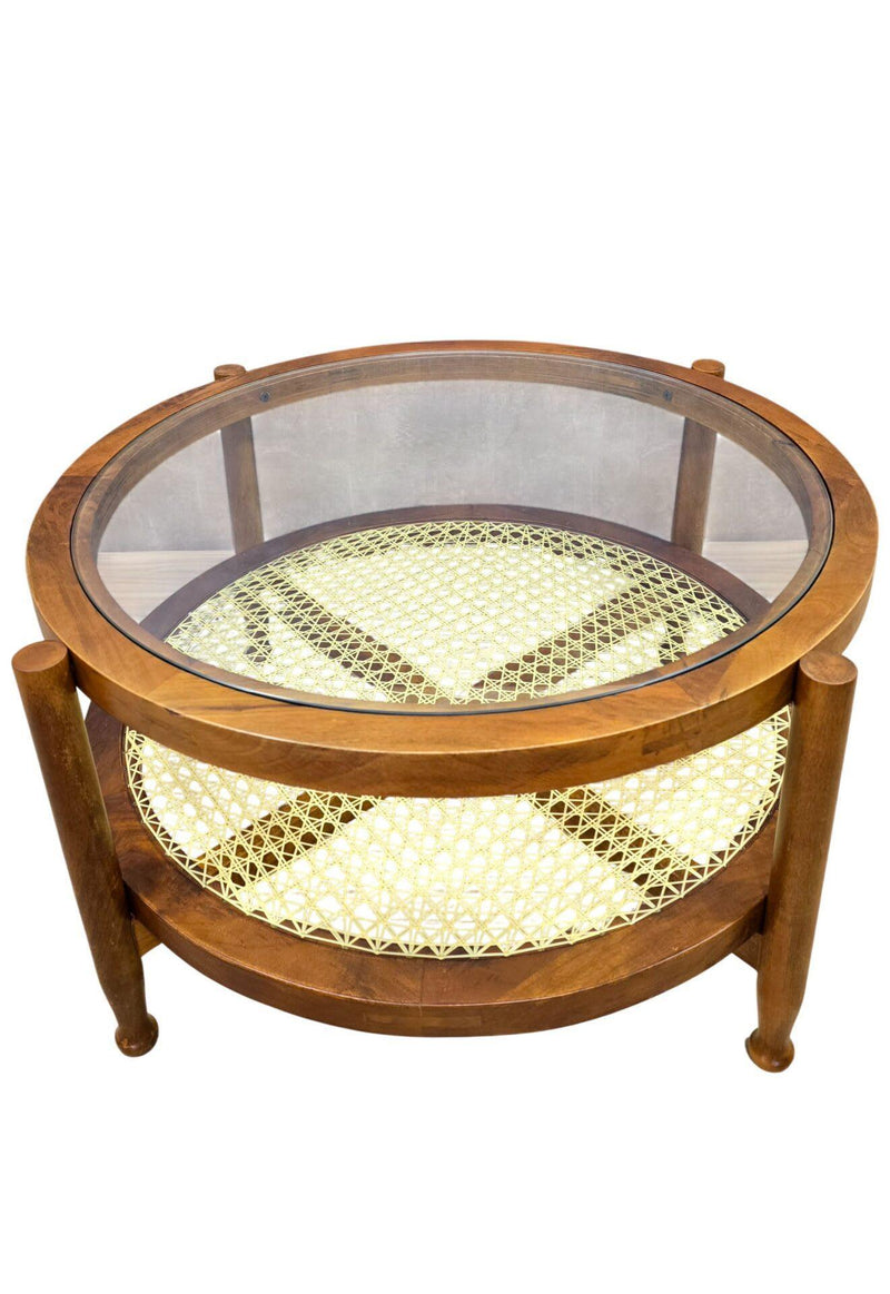 Round Coffee Table - Clear / Oak
