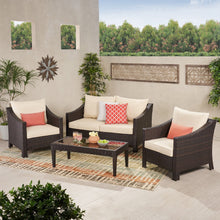 Load image into Gallery viewer, Antibes - 4 Pieces Wicker Chat Set - Brown / Beige
