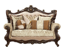 Load image into Gallery viewer, Damask Loveseat And Toss Pillows - Beige / Brown
