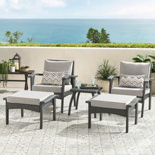Load image into Gallery viewer, Honolulu - Modern Chat Set of 5 With Wicker - Gray / Silver
