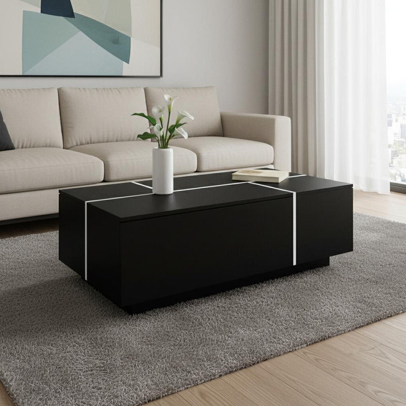 Extendable Coffee Table With Storage - Black