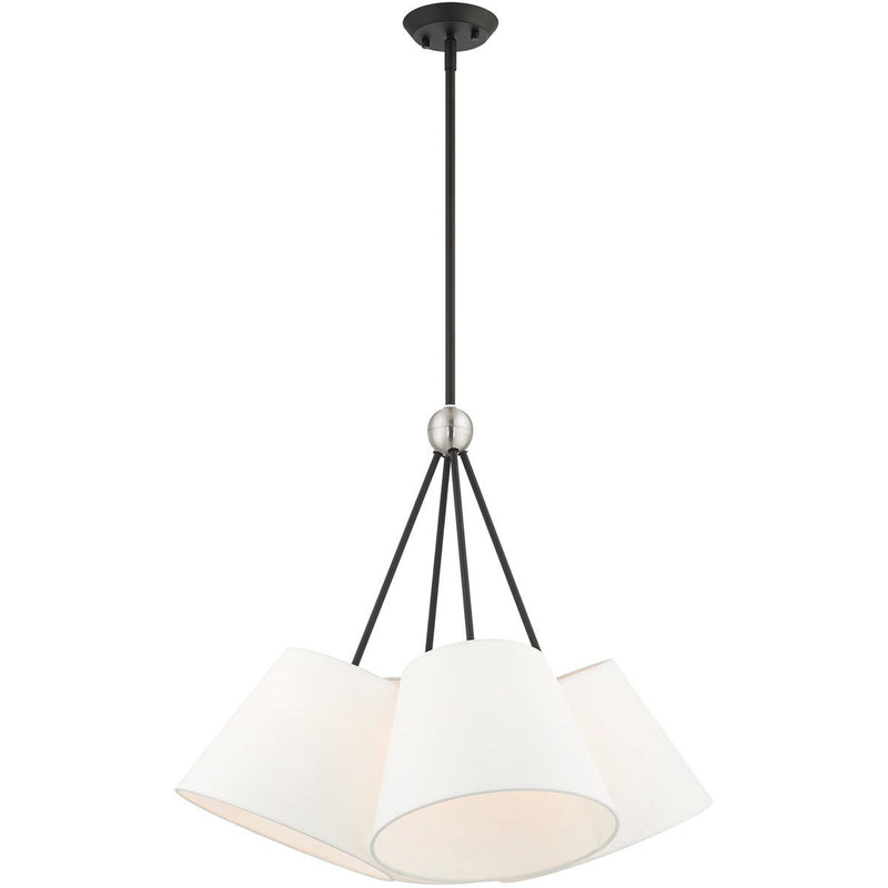 26" Four Light Dimmable Chandelier With Shades - Black