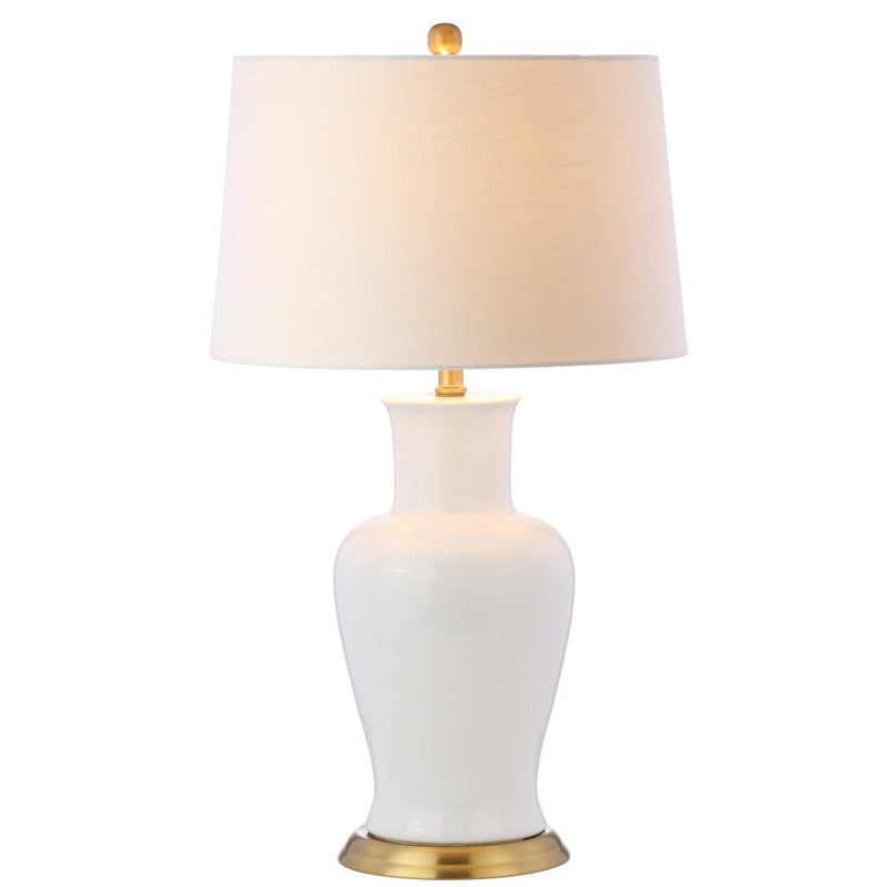 29" Urn Table Lamp With Drum Shade - White