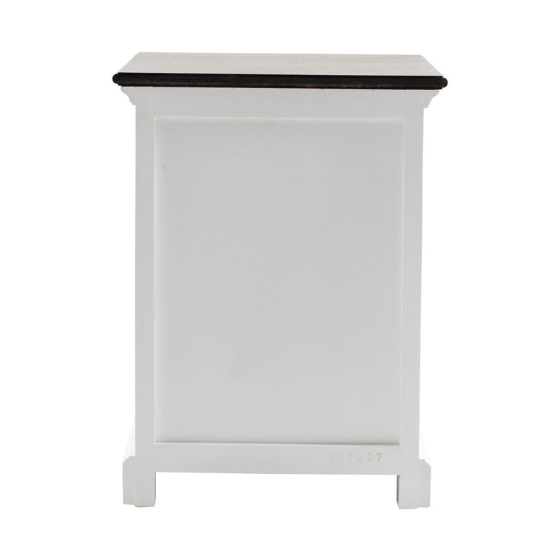 Three Drawer Wood Nightstand - White And Brown