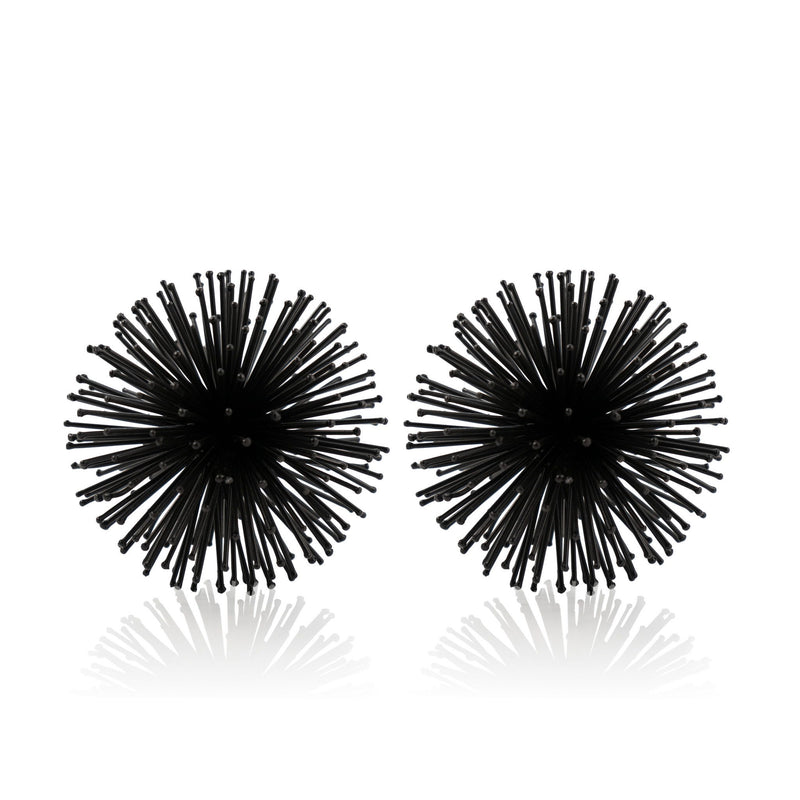 Decorative Spiky Sphere Tabletop Sculpture (Set of 2) - Black