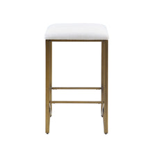 Load image into Gallery viewer, Backless Upholstered Counter Stool With Padded Seat - Ivory / Bronze

