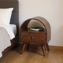 Load image into Gallery viewer, 24" Solid Wood Oval Top One Drawer Nightstand - Chestnut
