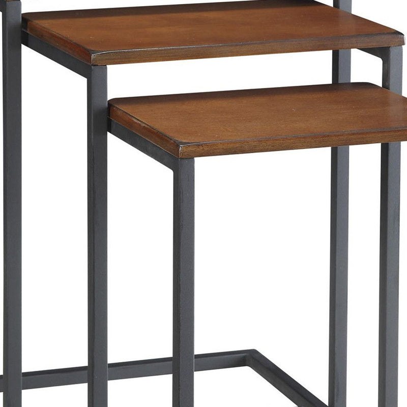 Manufactured Wood Rectangular End Table - Black And Brown