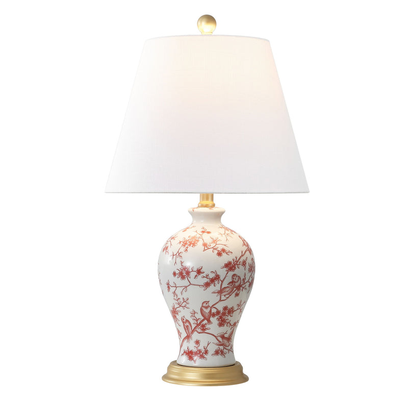 24" Urn Table Lamp LED With Empire Shade - White
