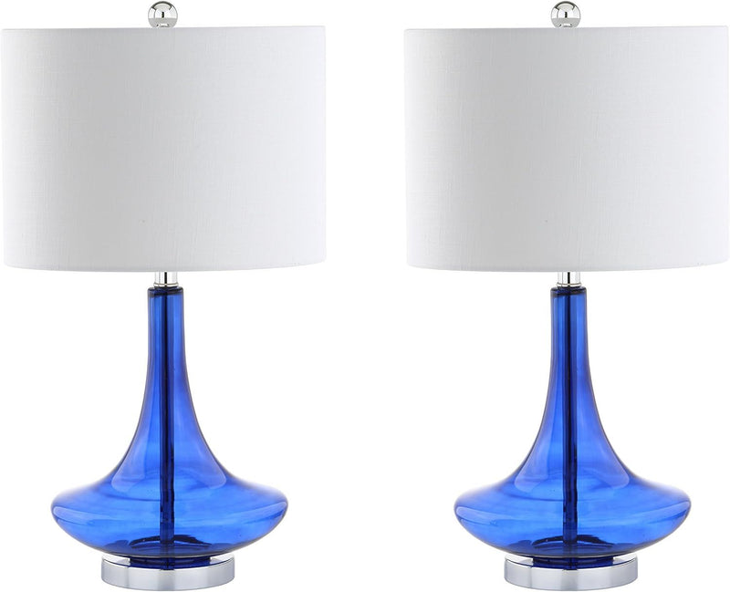 26" Novelty Table Lamps With Drum Shades (Set of 2) - Cobalt