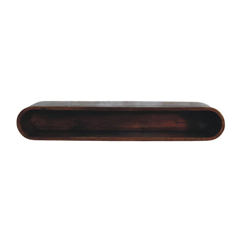 Solid Wood Floating Wall Mount Console Table With Shelf - Chestnut