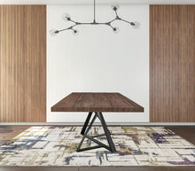 Load image into Gallery viewer, Wood Iron Pedestal Base Dining Table - Brown / Black
