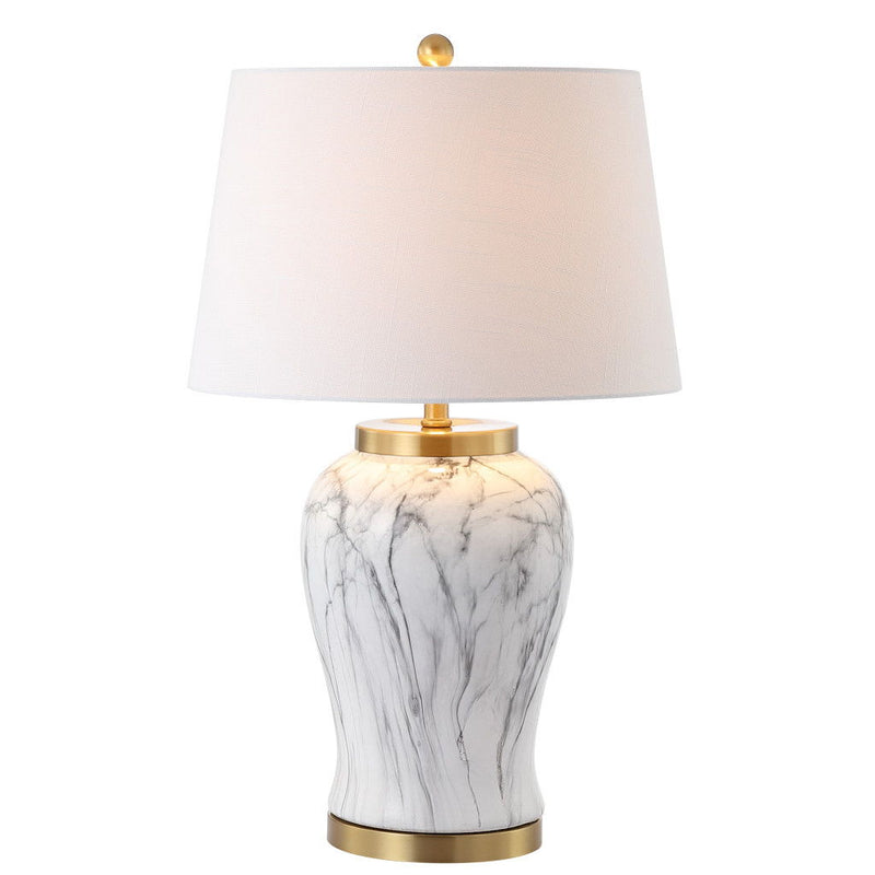 28" Urn Table Lamp With Empire Shade - White