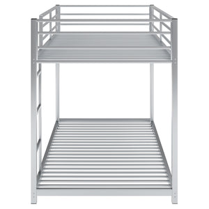 Twin over Twin Metal Bunk Bed, Low Bunk Bed with Ladder,Silver(OLD SKU:WF282465AAN)