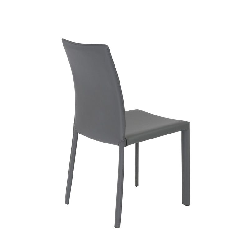 Upholstered Leather Dining Side Chairs (Set of 2) - Gray