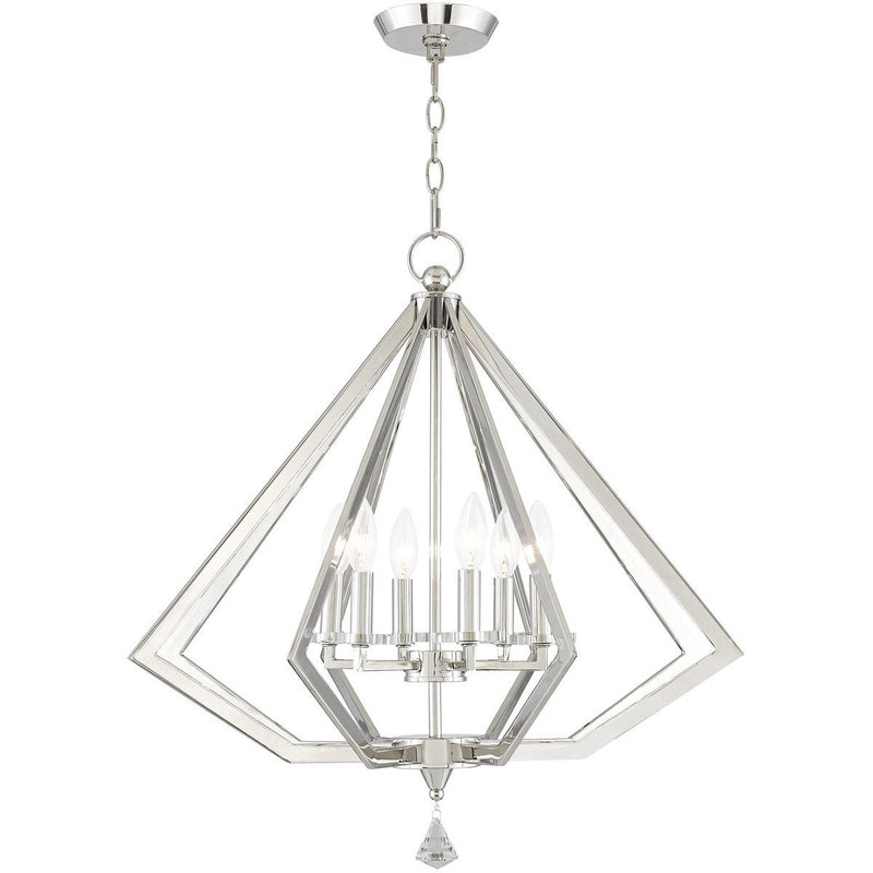 26'' Six-Light Dimmable Chandelier With Shades - Nickel