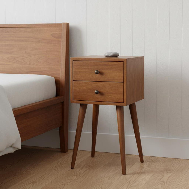 22'' Wood Two Drawer Nightstand - Chestnut