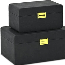 Load image into Gallery viewer, Hand Painted Decorative Box (Set of 2) - Black
