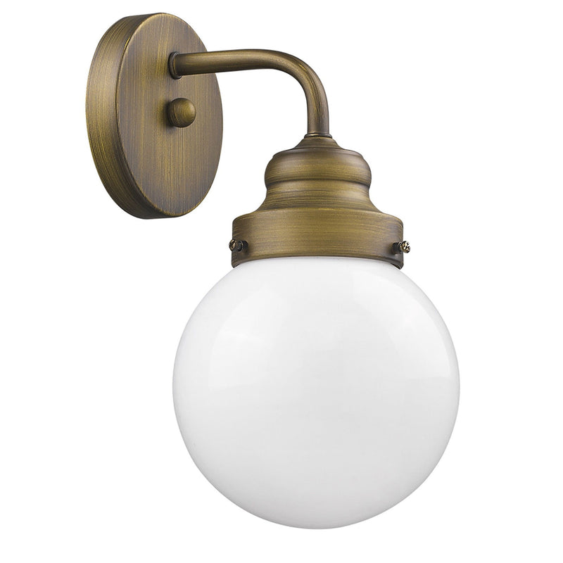 One Light Wall Sconce With Round Glass Shade - Gold