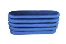Load image into Gallery viewer, Velvet Tufted Oval Ottoman - Blue
