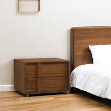 Load image into Gallery viewer, Modern Nightstand With Two Integrated Drawers - Walnut
