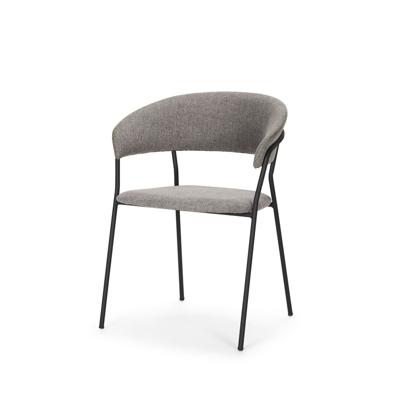 Fabric Wood Open Back Dining Arm Chair - Gray / Black