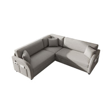 Load image into Gallery viewer, L-Shaped Couch With Pull-Out Bed, Oversize Convertible Sleeper Sofa With Side Pocket &amp; USB Port

