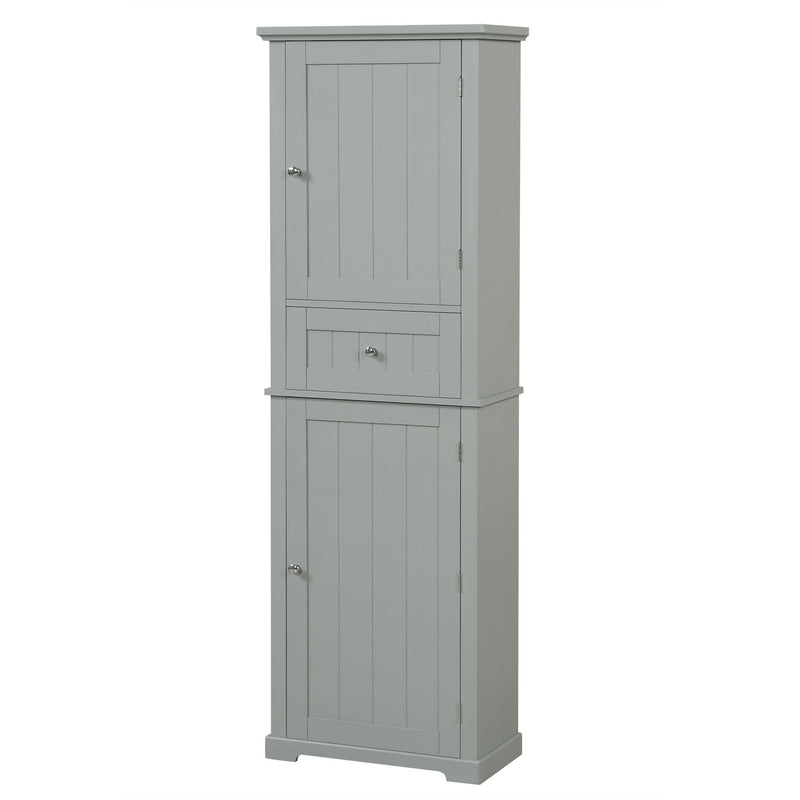 Tall Freestanding Bathroom Storage Cabinet With Drawer And Adjustable Shelf