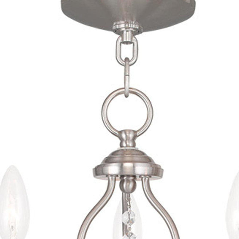 17" Three Light Metal Dimmable Chandelier With Shades - Nickel