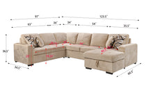 Load image into Gallery viewer, 123&quot; Oversized Sectional Sofa with Storage Chaise, U Shaped Sectional Couch with 4 Throw Pillows for Large Space Dorm Apartment. Beige
