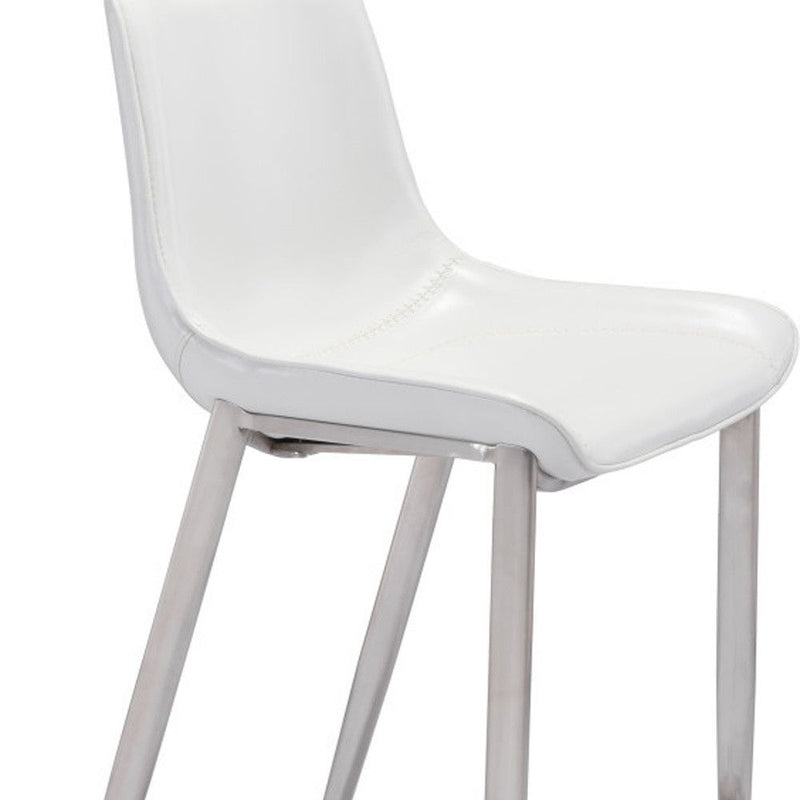 Steel Low Back Bar Height Bar Chairs (Set of 2) - White And Silver