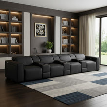 Load image into Gallery viewer, Top Grain Leather Reclining Metal USB Sofa (720420) - Black
