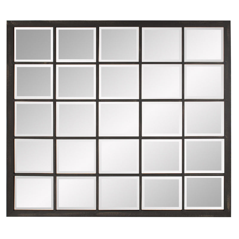 Rectangular Antique Finish Mirror With Beveled Edge - Black