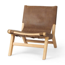Load image into Gallery viewer, Genuine Leather And Solid Wood Slipper Chair - Brown
