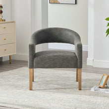 Load image into Gallery viewer, Upholstered Open Back Armchair With Weathered Rubberwood Legs
