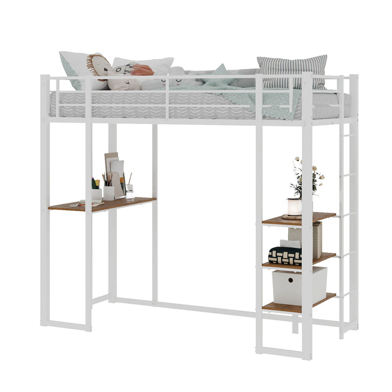 Bunk Bed With L-Shaped Desk And Dual Side Stairs