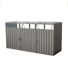 Load image into Gallery viewer, Garbage Bin Shed Stores 2 Trash Cans Metal Outdoor Bin Shed For Garbage Storage, Stainless Galvanized Steel, Bin Shed For Garden Yard Lawn
