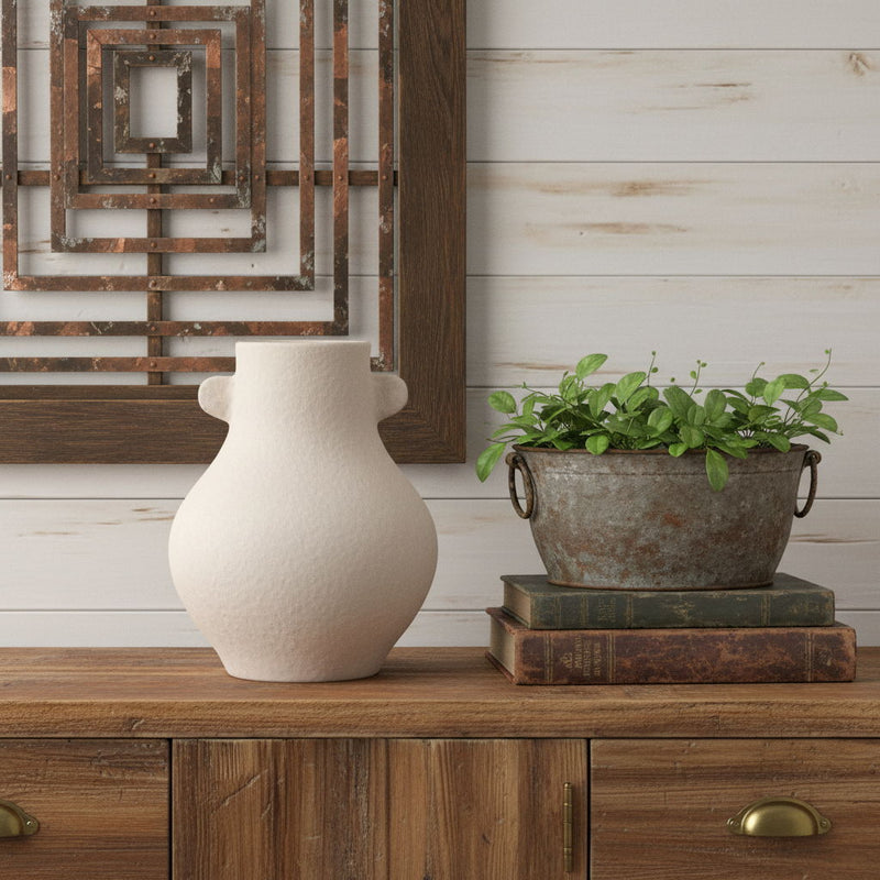 Recycled Round Urn - Beige