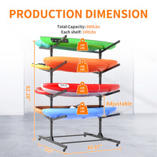 Load image into Gallery viewer, Freestanding Kayak Storage Rack With Lockable Wheels For Kayak, Canoe, Sup &amp; Surfboard
