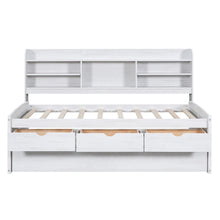 Load image into Gallery viewer, Captain Bed With Built In Bookshelves, 3 Storage Drawers, And Trundle
