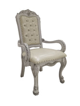 Load image into Gallery viewer, Tufted Upholstered Faux Leather And Wood Dining Arm Chairs (Set of 2) - White
