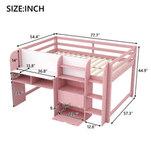 Load image into Gallery viewer, Low Loft Bed With Built In Desk, Storage Cabinets, Open Bookcase And Doodle board
