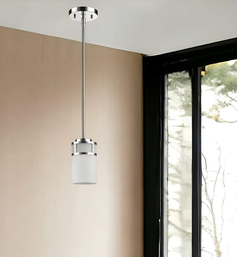 Minimalist Cylindrical Hanging Light - Silver