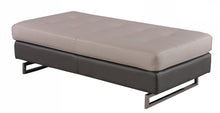 Load image into Gallery viewer, Faux Leather Ottoman - Taupe / Silver
