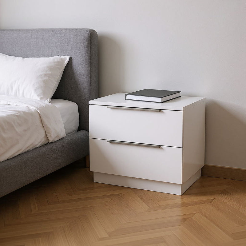 Wood Two Drawer Nightstand (719561) - White