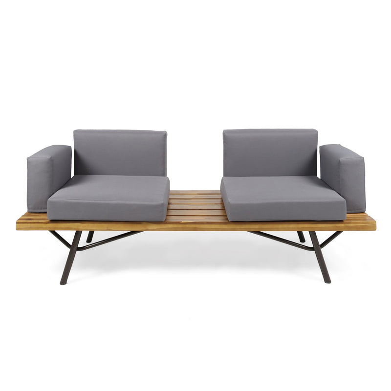 2 Piece Patio Set With Loveseat And Coffee Table - Natural / Gray
