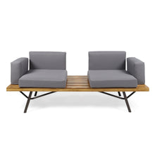 Load image into Gallery viewer, 2 Piece Patio Set With Loveseat And Coffee Table - Natural / Dark Gray
