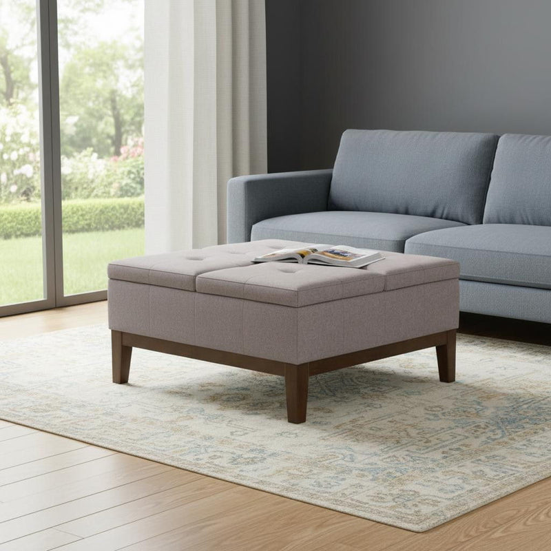 Upholstery Storage Ottoman - Walnut / Cloud