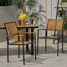 Load image into Gallery viewer, Vermilion - Outdoor Dining Chair With Vertical Slat And Wooden Arm
